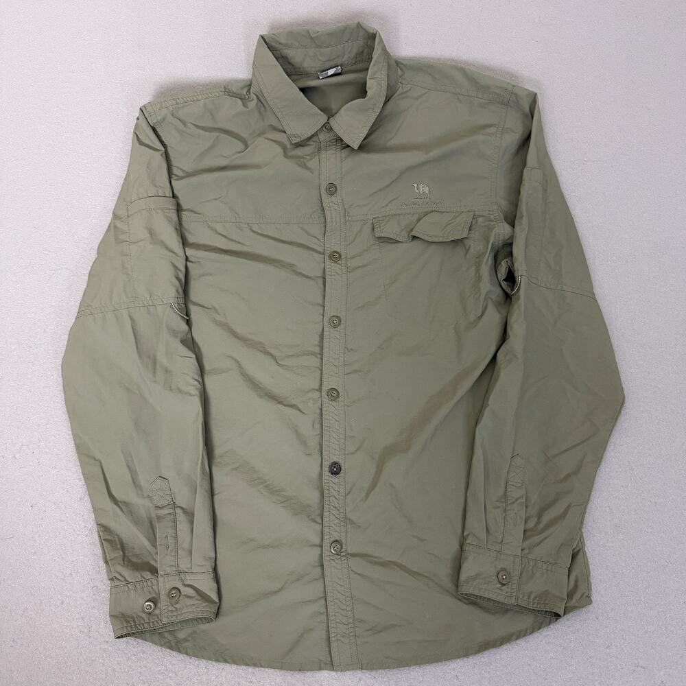 Camel Crown Men’s Quick Dry Nylon Hiking Fishing Shirt Olive Green Size M